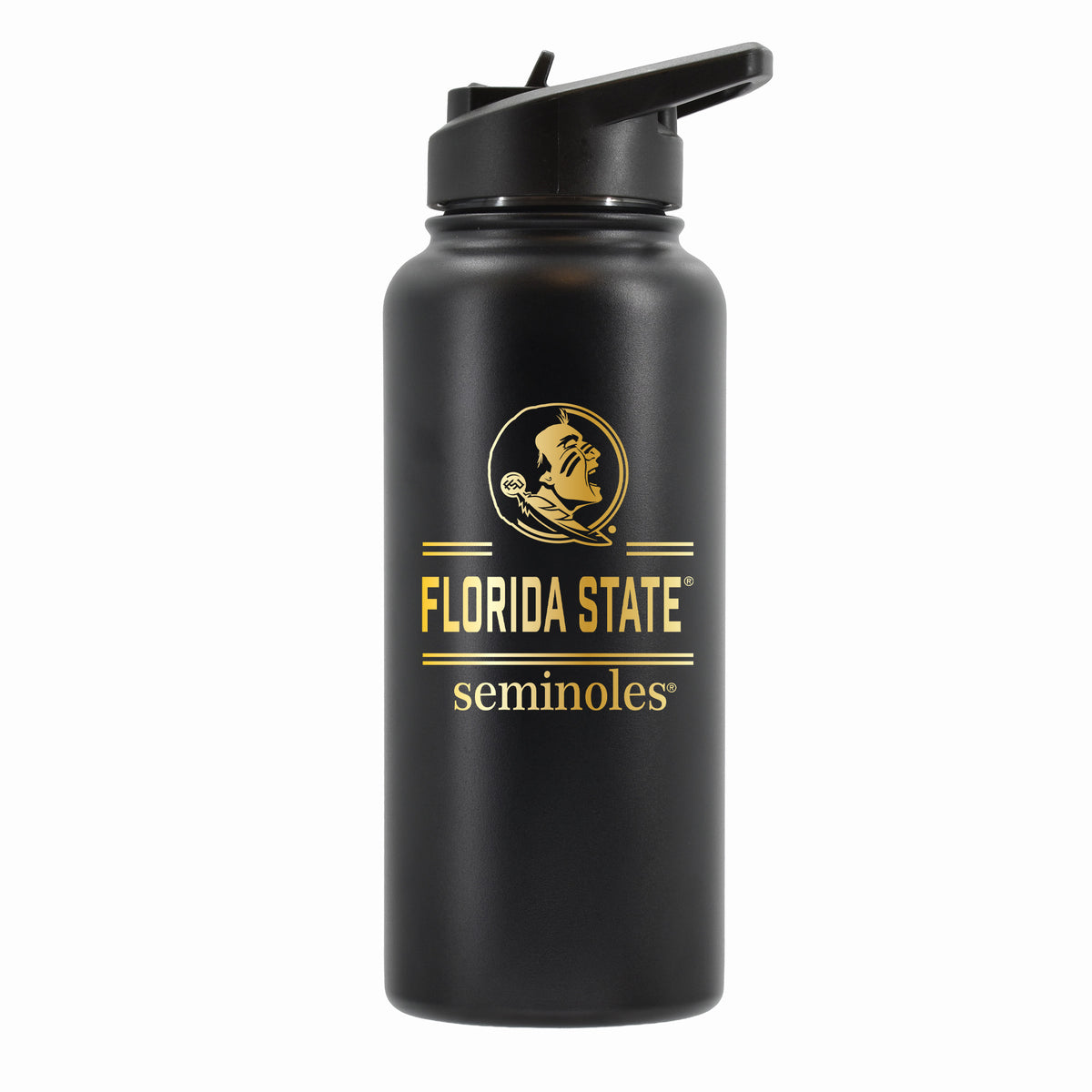 32 oz Stainless Steel Water Bottle with Gold Etched Classic Crew Team Design, Florida State University