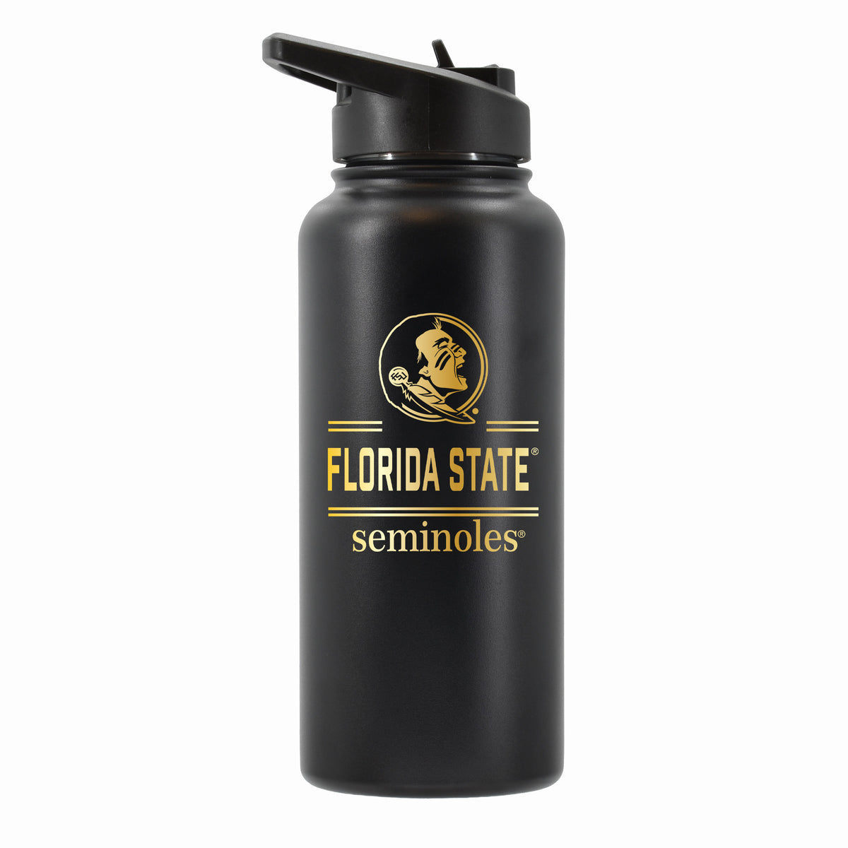 32 oz Stainless Steel Water Bottle with Gold Etched Classic Crew Team Design, Florida State University