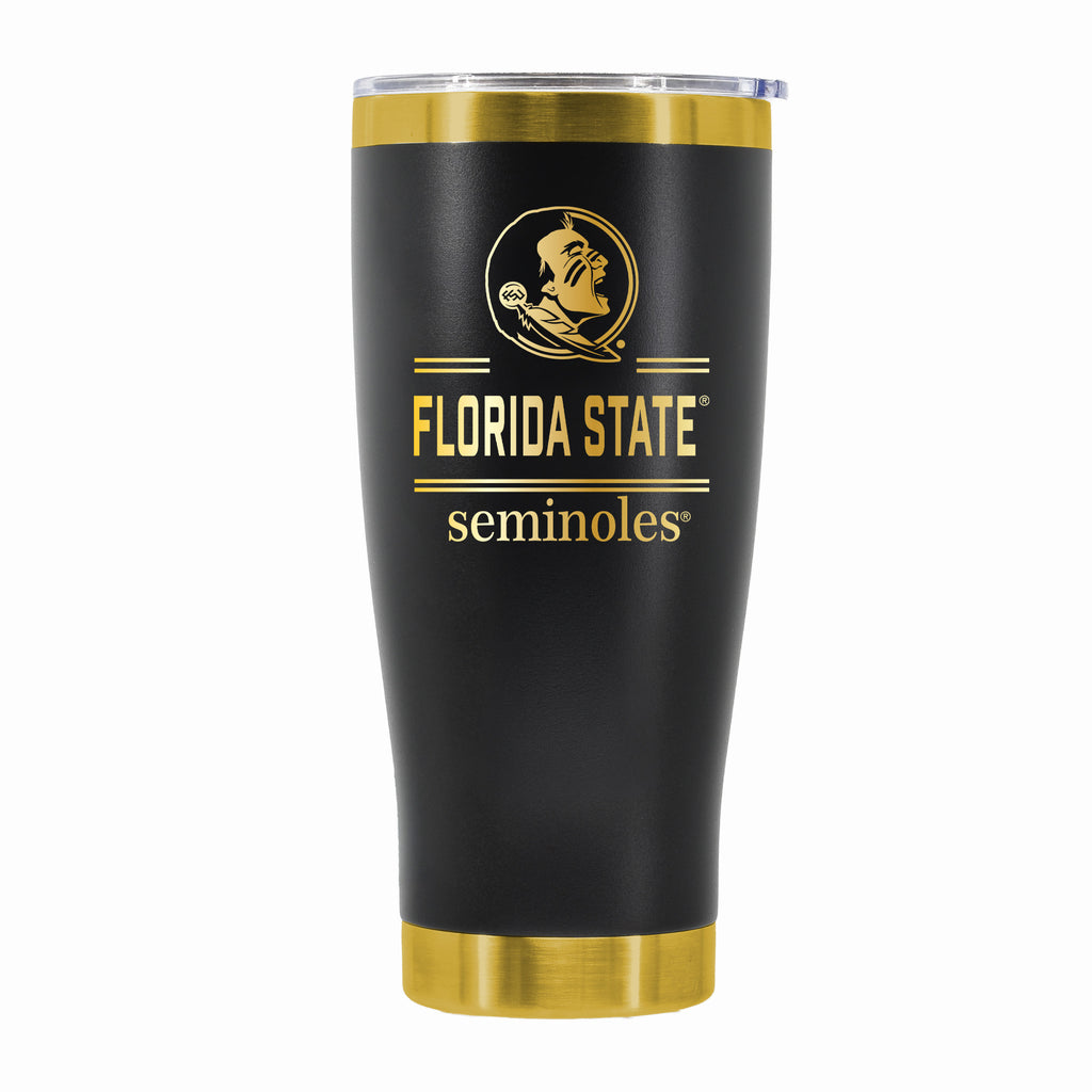 24 oz Stainless Steel Tumbler with Gold Accents & Etched Classic Crew Team Design, Florida State University