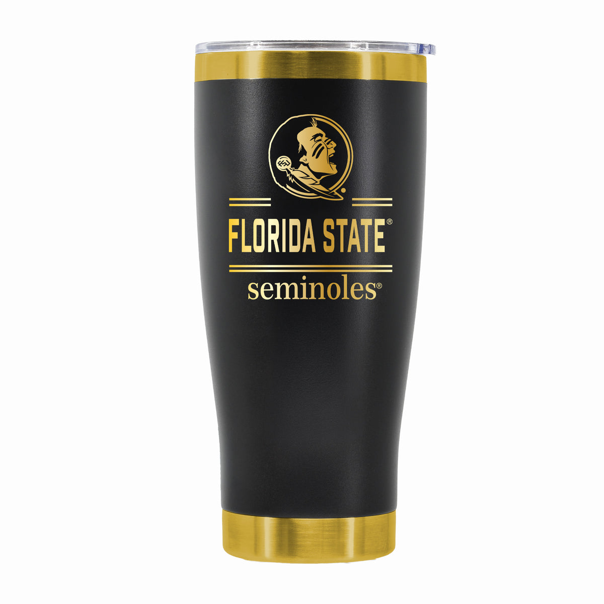 24 oz Stainless Steel Tumbler with Gold Accents & Etched Classic Crew Team Design, Florida State University
