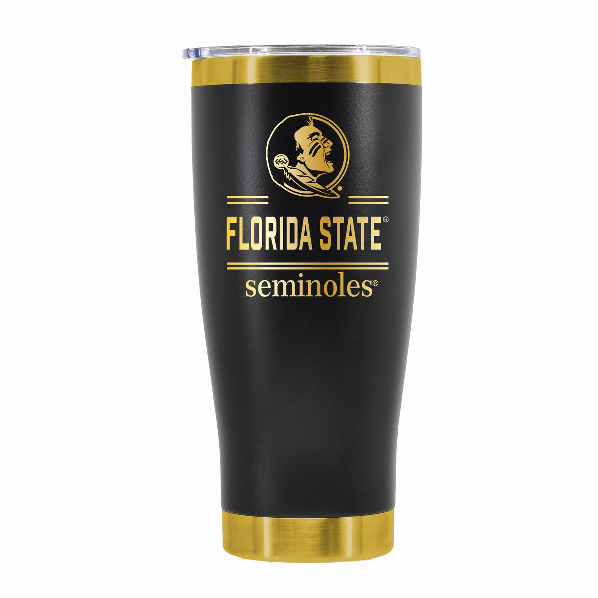 24 oz Stainless Steel Tumbler with Gold Accents & Etched Classic Crew Team Design, Florida State University
