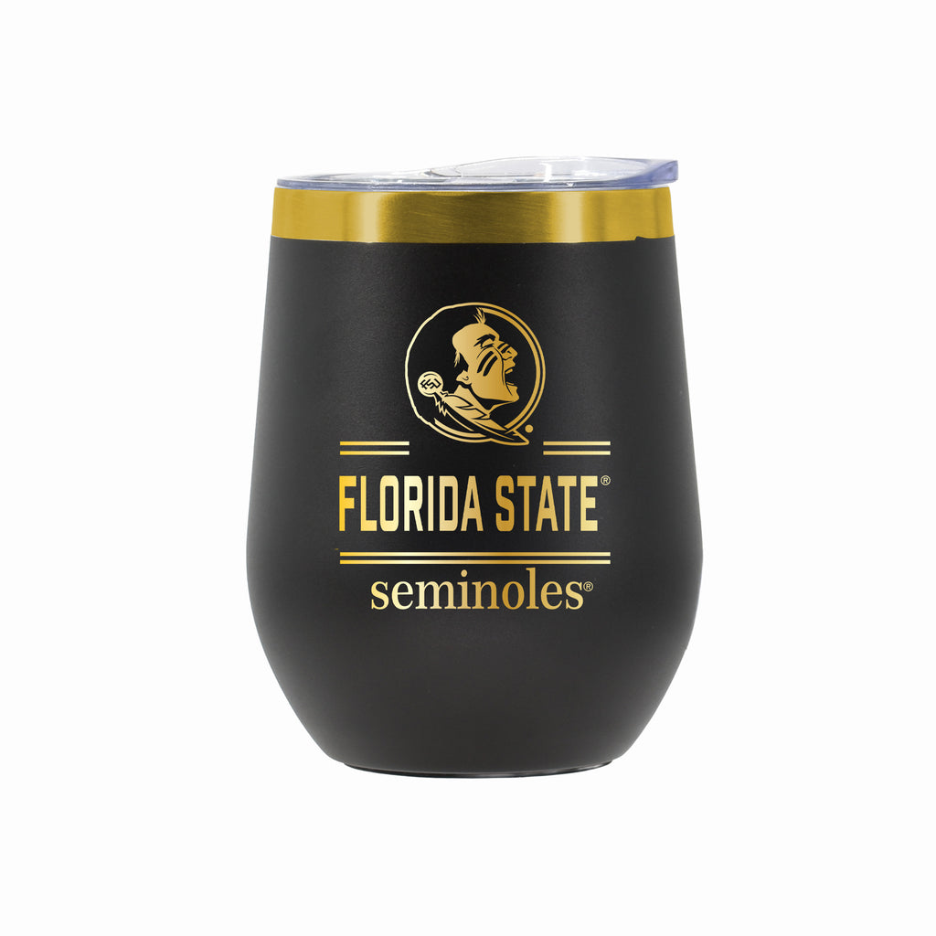 12 oz Stainless Steel Wine Tumbler with Gold Etched Classic Crew Team Design, Florida State University