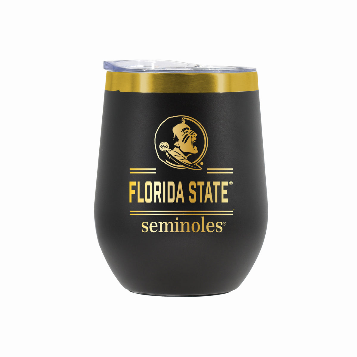 12 oz Stainless Steel Wine Tumbler with Gold Etched Classic Crew Team Design, Florida State University