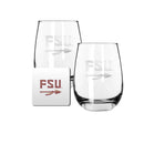 2 Pack Stemless Wine Glasses and Coaster set | Florida State University