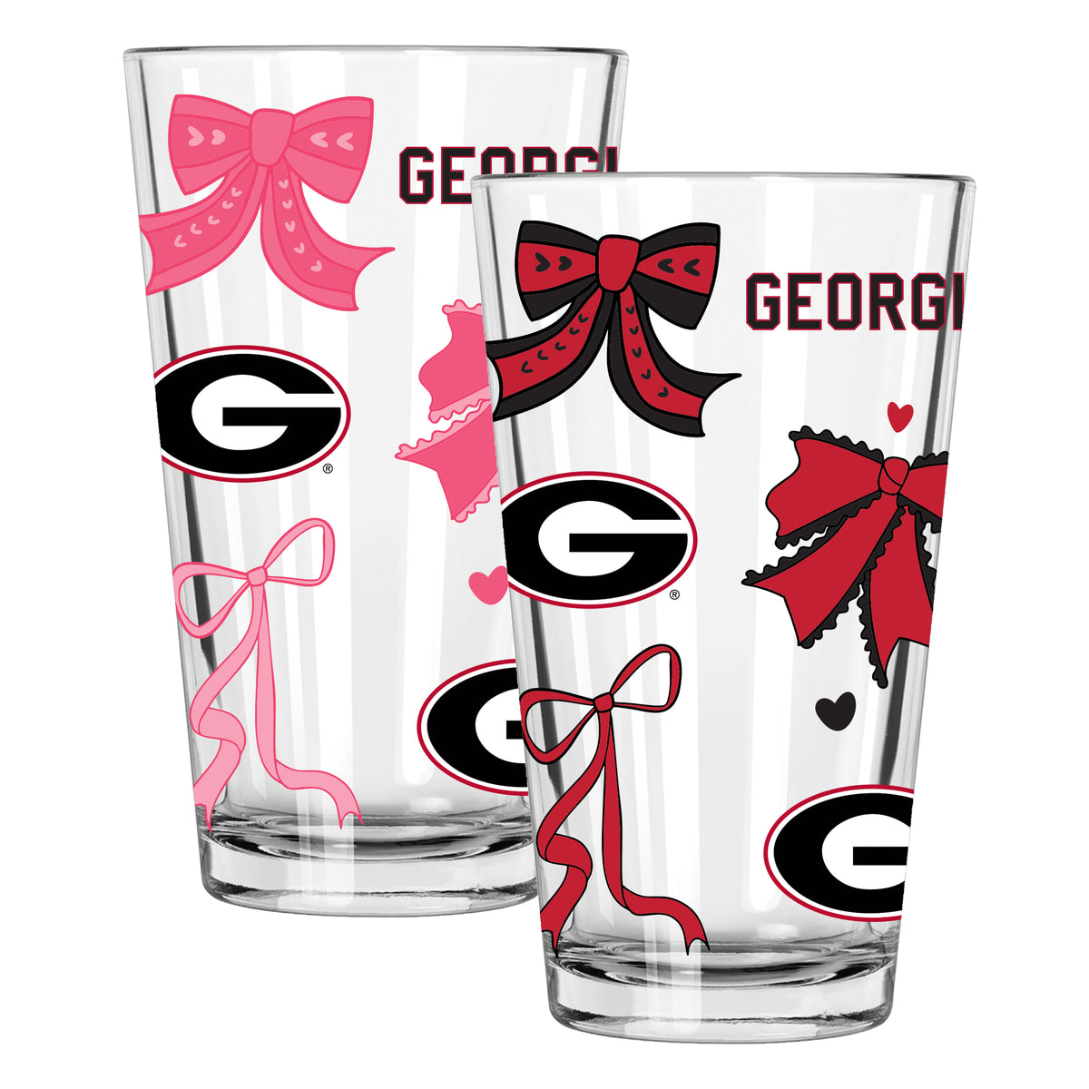  Georgia 2pk 16oz Bow Pint Glass 
