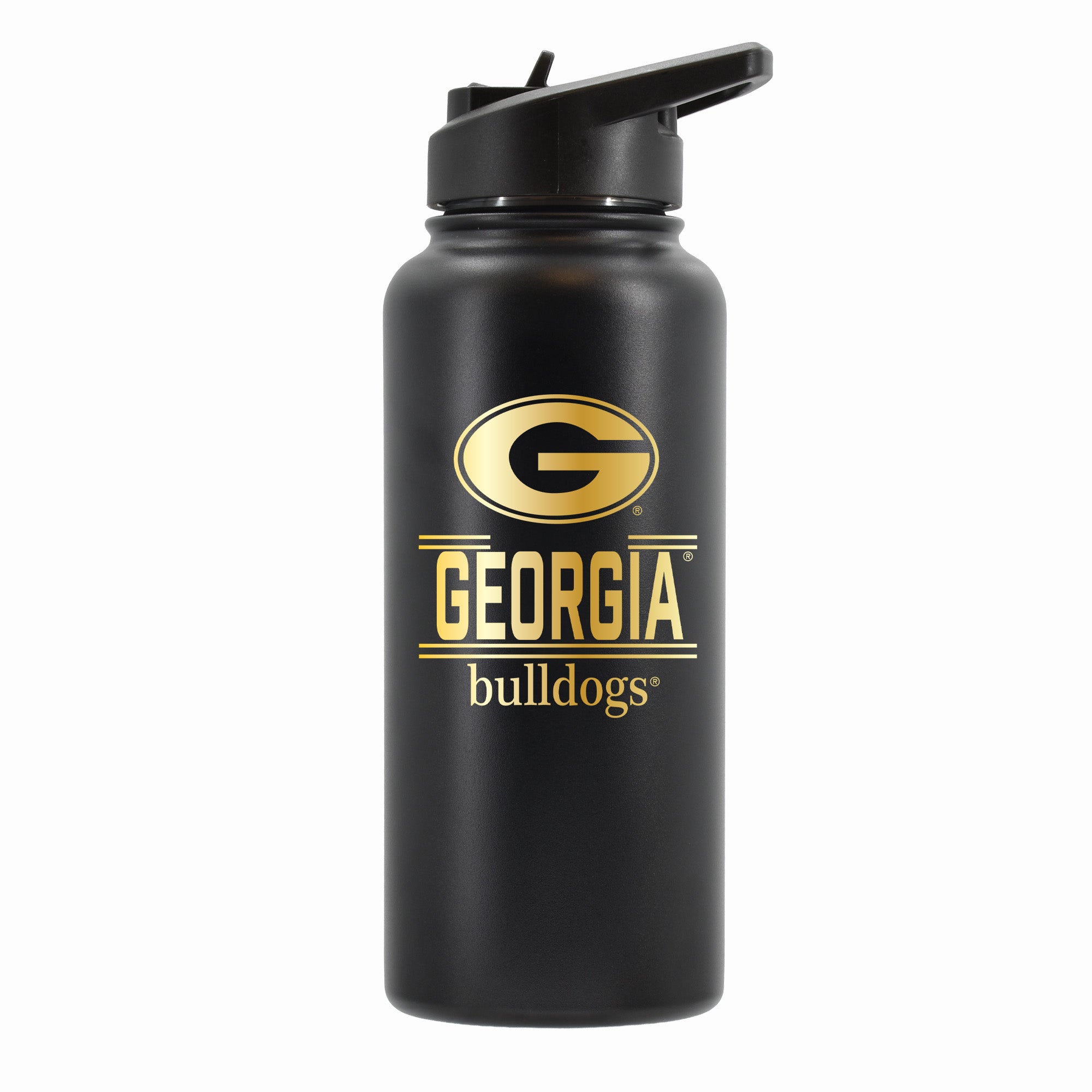 32 oz Stainless Steel Water Bottle with Gold Etched Classic Crew Team Design, University of Georgia
