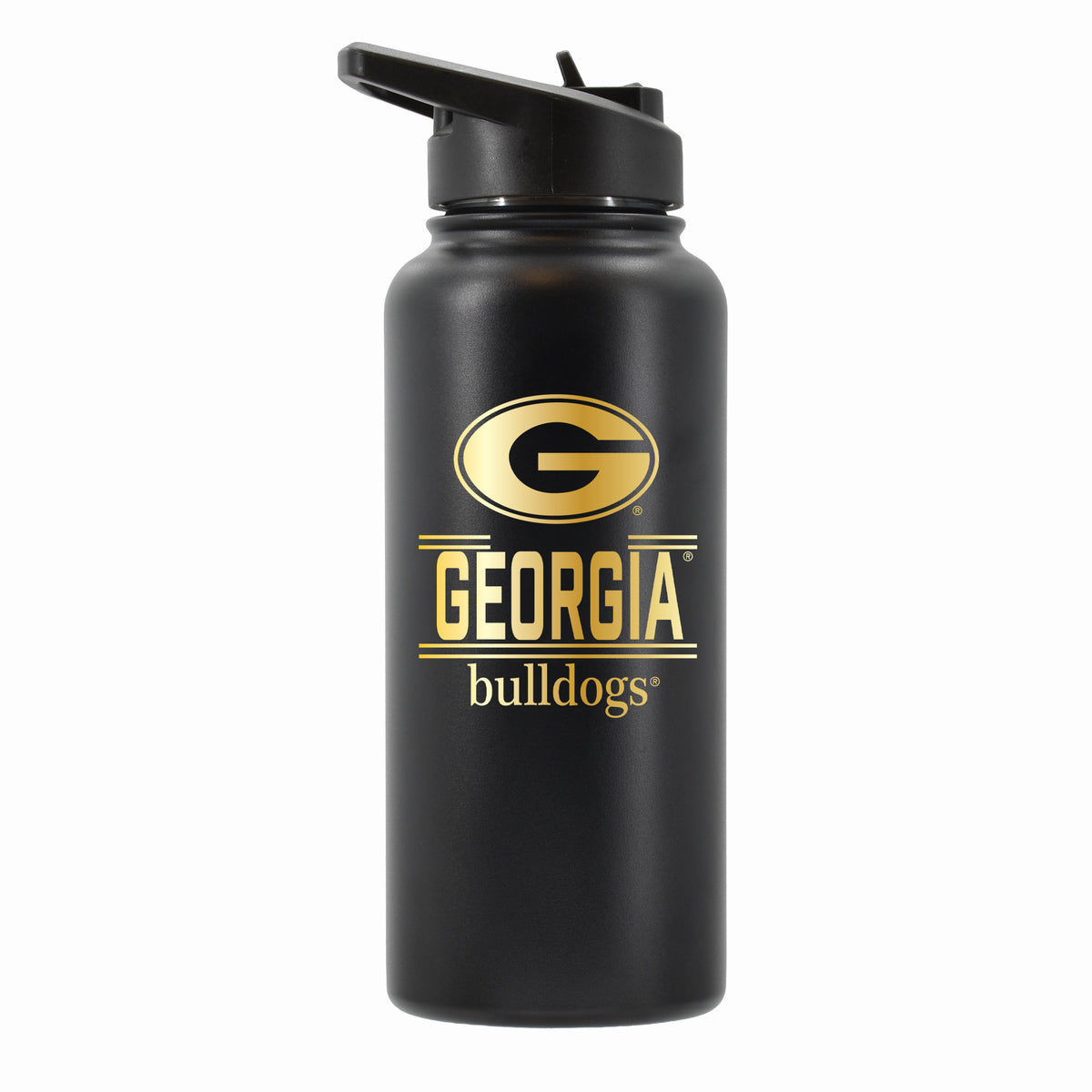 32 oz Stainless Steel Water Bottle with Gold Etched Classic Crew Team Design, University of Georgia