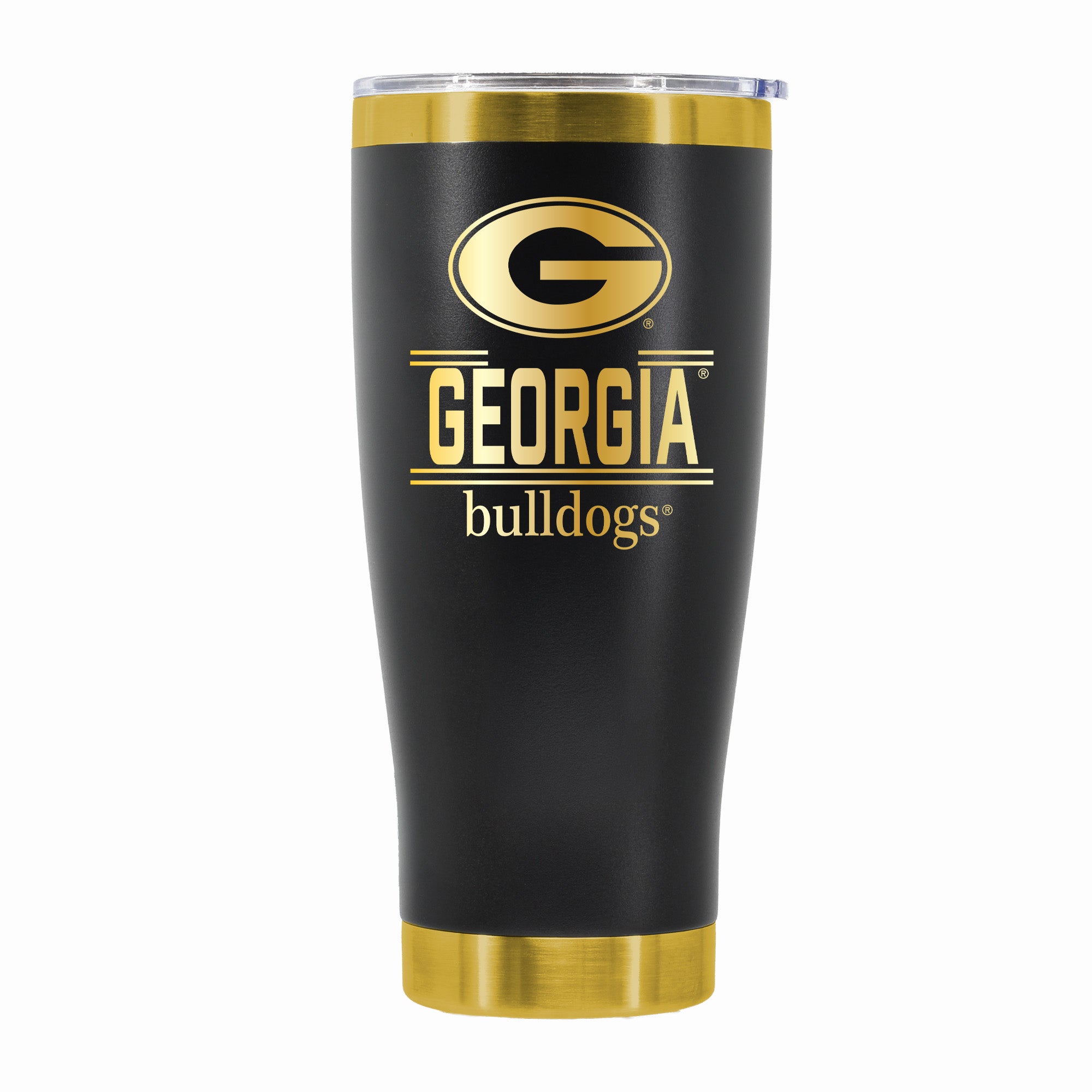 24 oz Stainless Steel Tumbler with Gold Accents & Etched Classic Crew Team Design, University of Georgia