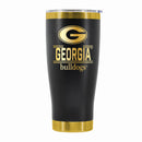 24 oz Stainless Steel Tumbler with Gold Accents & Etched Classic Crew Team Design, University of Georgia