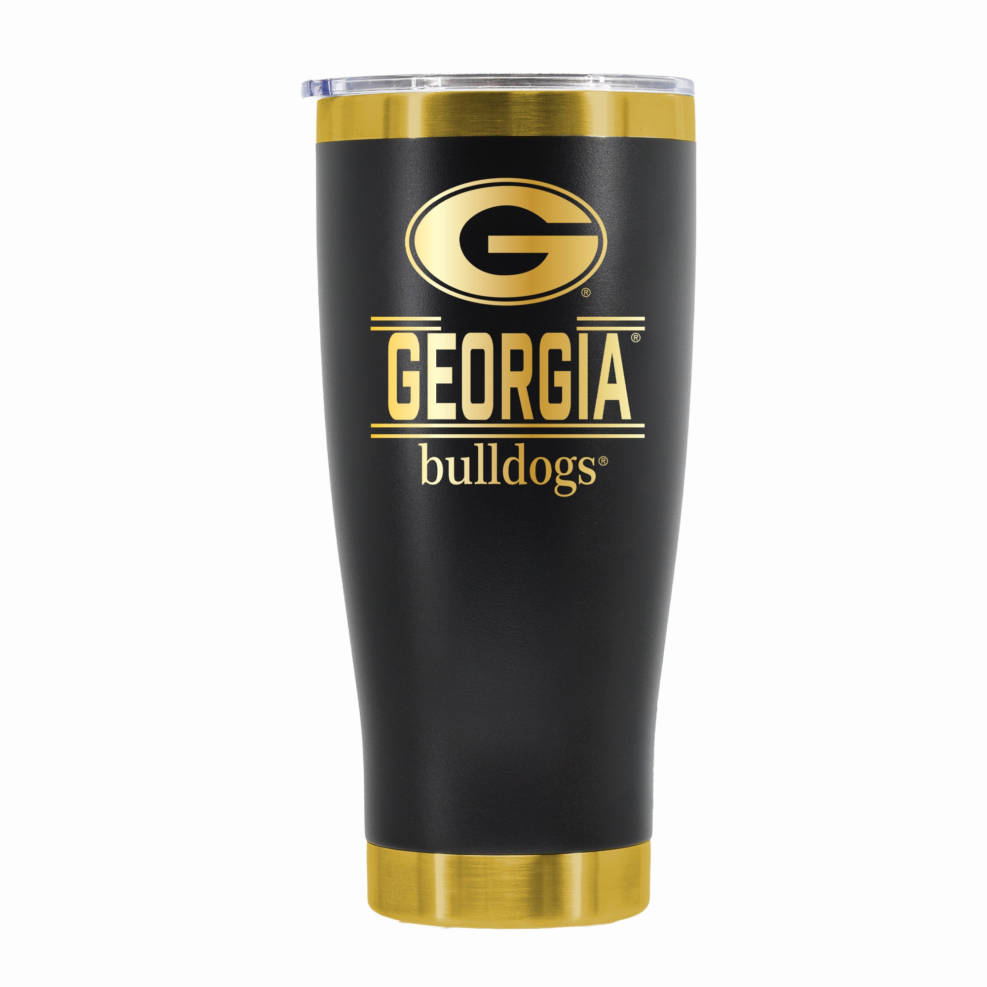 24 oz Stainless Steel Tumbler with Gold Accents & Etched Classic Crew Team Design, University of Georgia