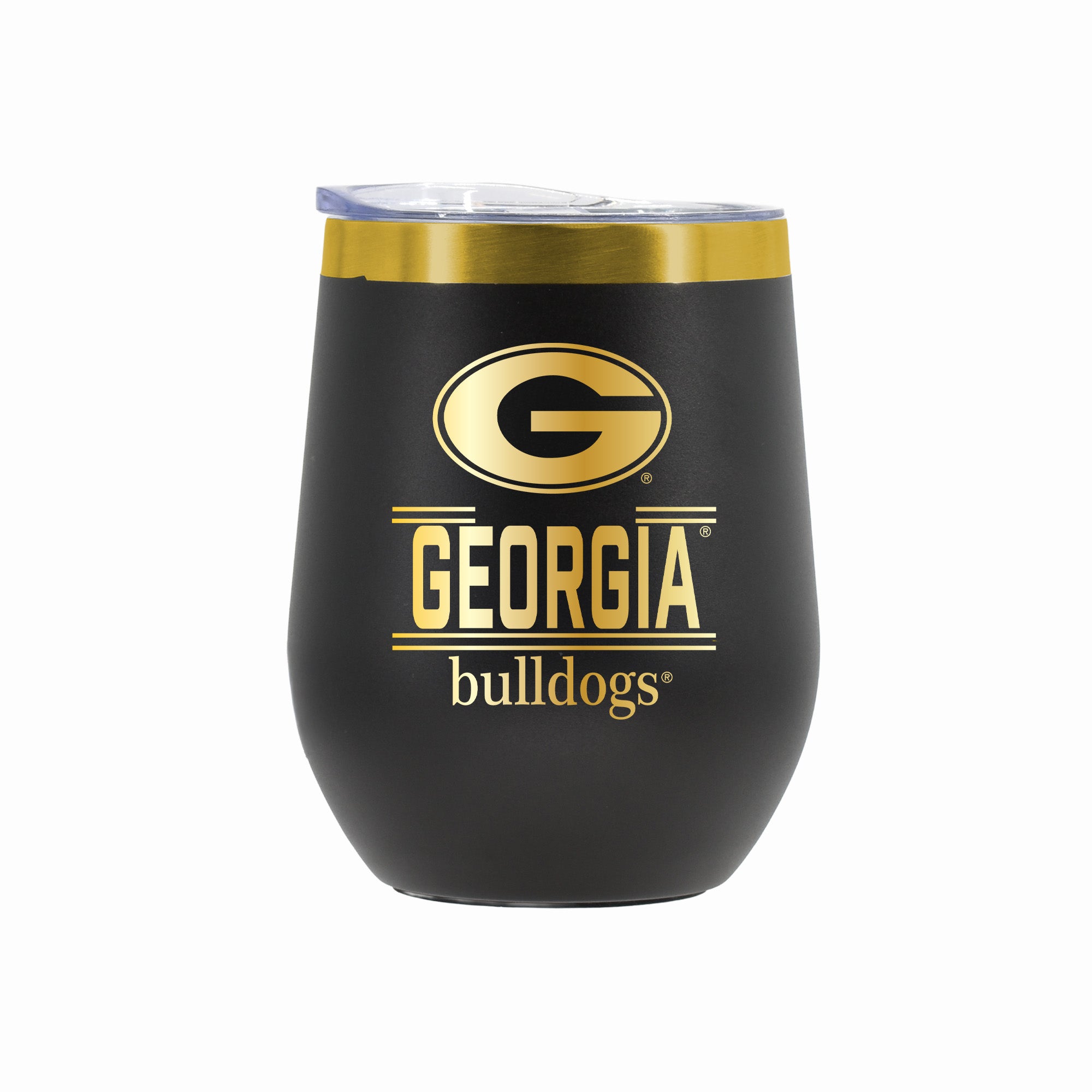 12 oz Stainless Steel Wine Tumbler with Gold Etched Classic Crew Team Design, University of Georgia