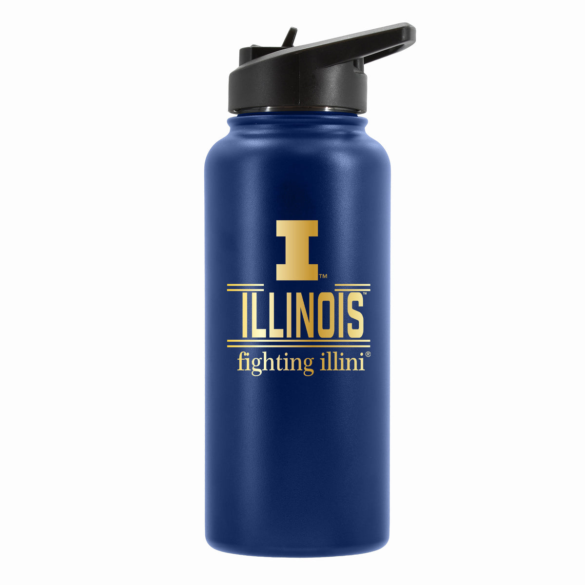 32 oz Stainless Steel Water Bottle with Gold Etched Classic Crew Team Design, University of Illinois