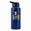 32 oz Stainless Steel Water Bottle with Gold Etched Classic Crew Team Design, University of Illinois