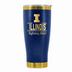 24 oz Stainless Steel Tumbler with Gold Accents & Etched Classic Crew Team Design, University of Illinois