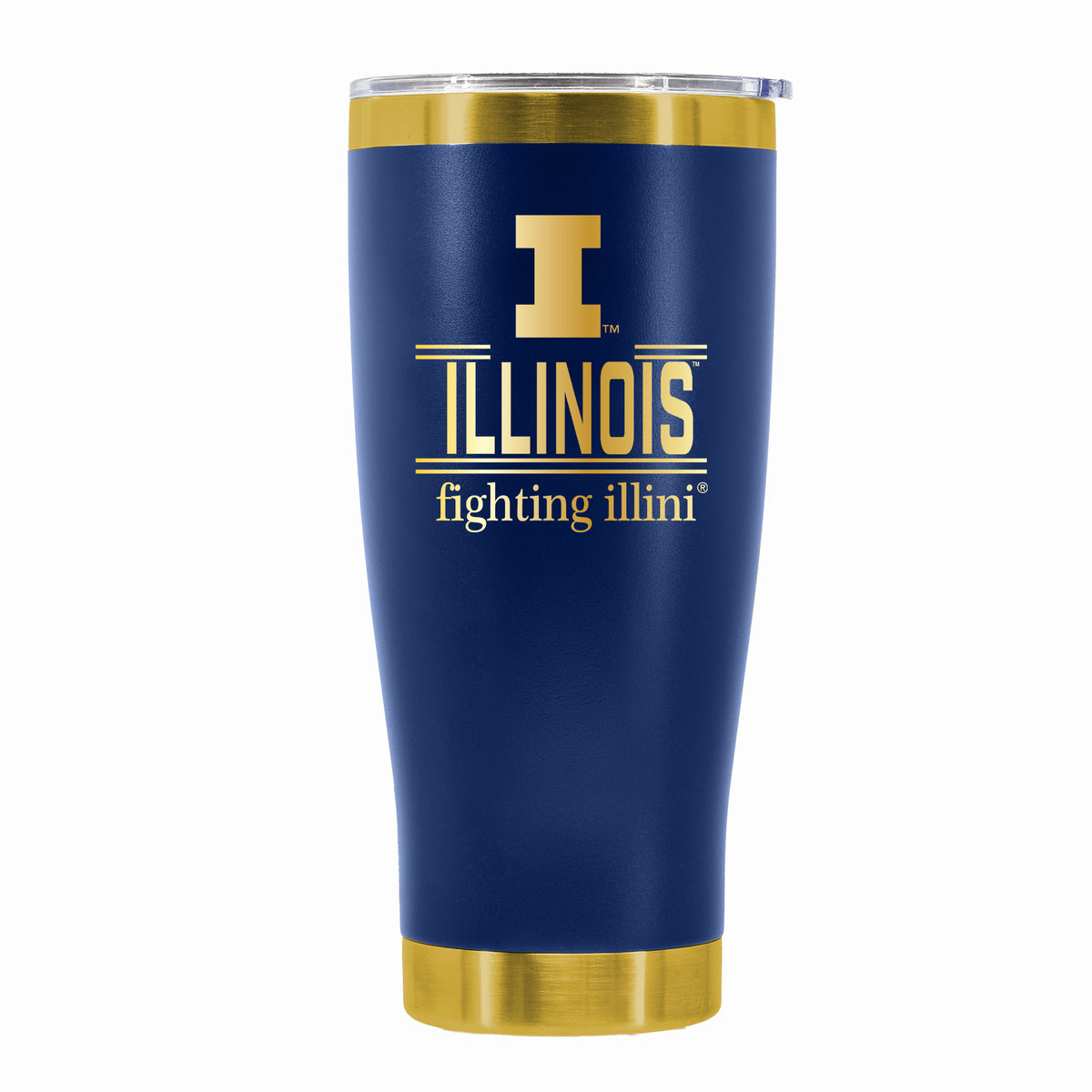 24 oz Stainless Steel Tumbler with Gold Accents & Etched Classic Crew Team Design, University of Illinois