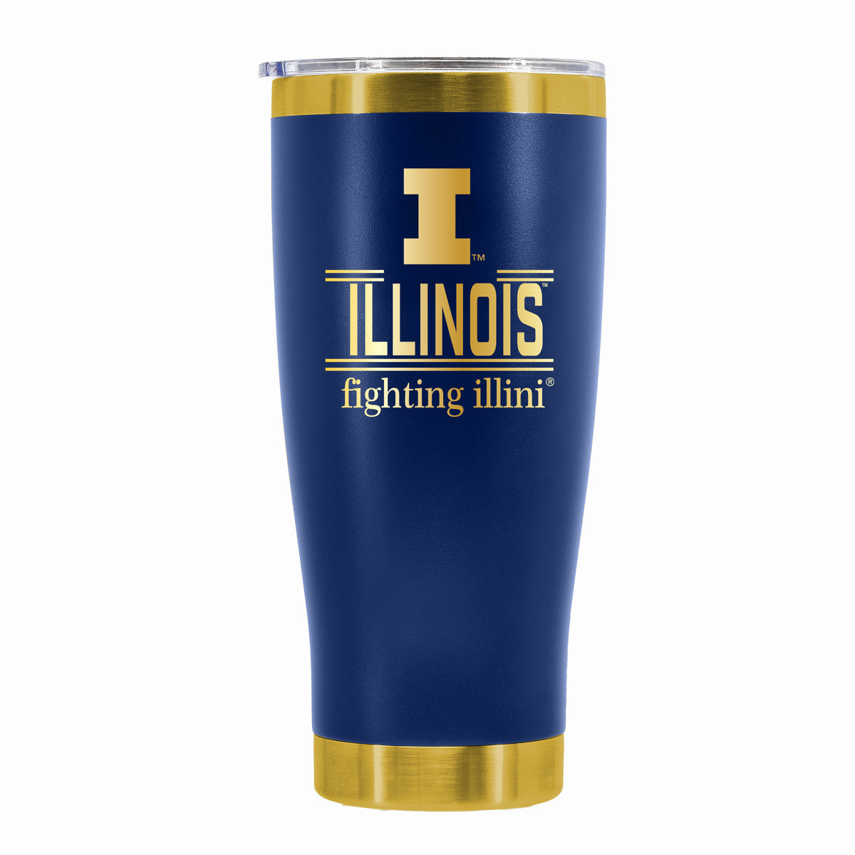 24 oz Stainless Steel Tumbler with Gold Accents & Etched Classic Crew Team Design, University of Illinois