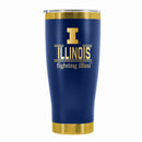 24 oz Stainless Steel Tumbler with Gold Accents & Etched Classic Crew Team Design, University of Illinois