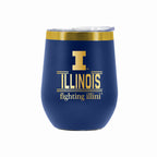 12 oz Stainless Steel Wine Tumbler with Gold Etched Classic Crew Team Design, University of Illinois