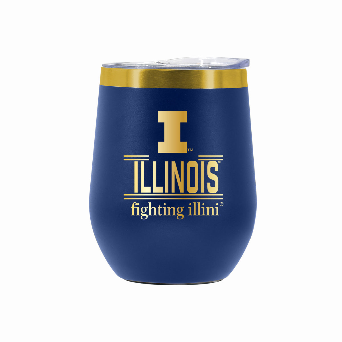 12 oz Stainless Steel Wine Tumbler with Gold Etched Classic Crew Team Design, University of Illinois