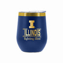 12 oz Stainless Steel Wine Tumbler with Gold Etched Classic Crew Team Design, University of Illinois