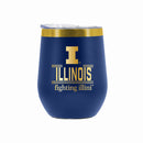 12 oz Stainless Steel Wine Tumbler with Gold Etched Classic Crew Team Design, University of Illinois