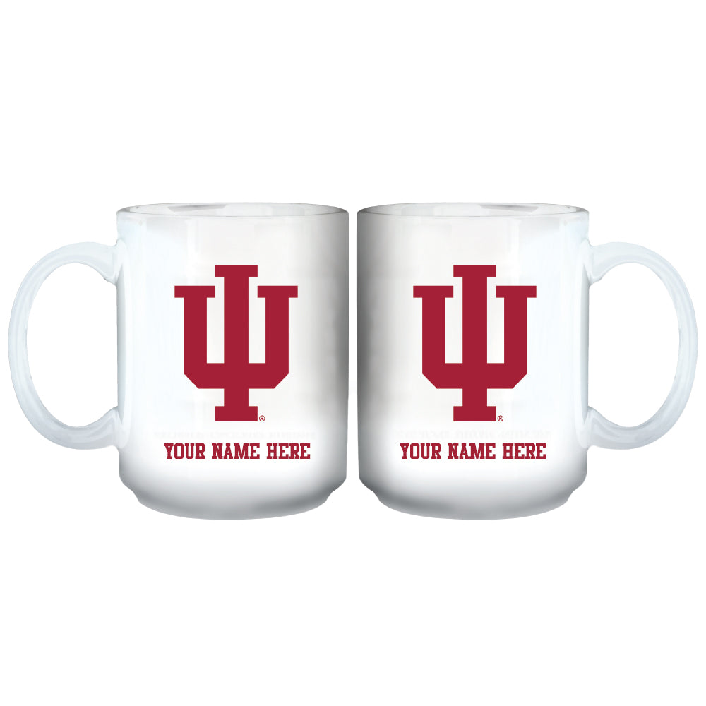 15oz White Personalized Ceramic Mug | Indiana Hoosiers