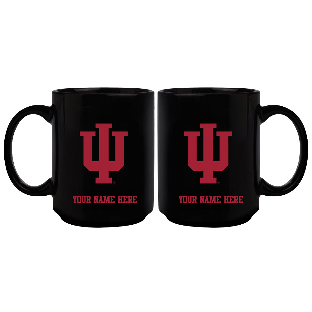 15oz Black Personalized Ceramic Mug | Indiana Hoosiers