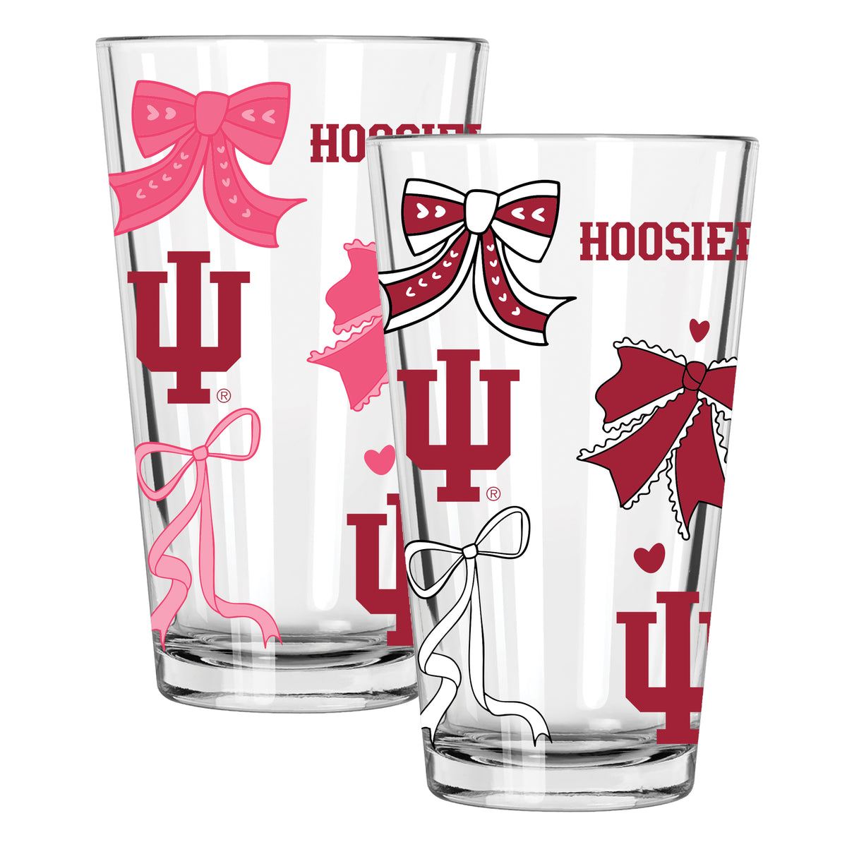  Indiana 2pk 16oz Bow Pint Glass 