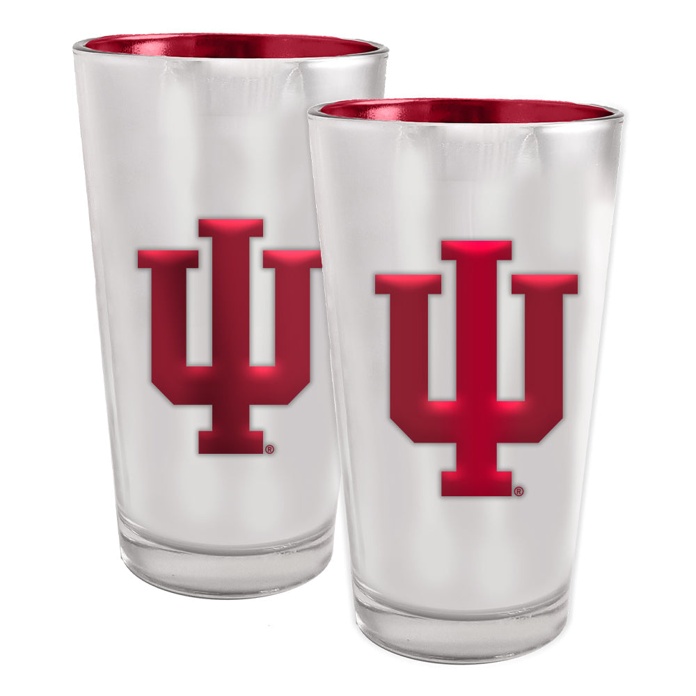 2pk 16oz Electroplated Pint Glasses | Indiana Hoosiers