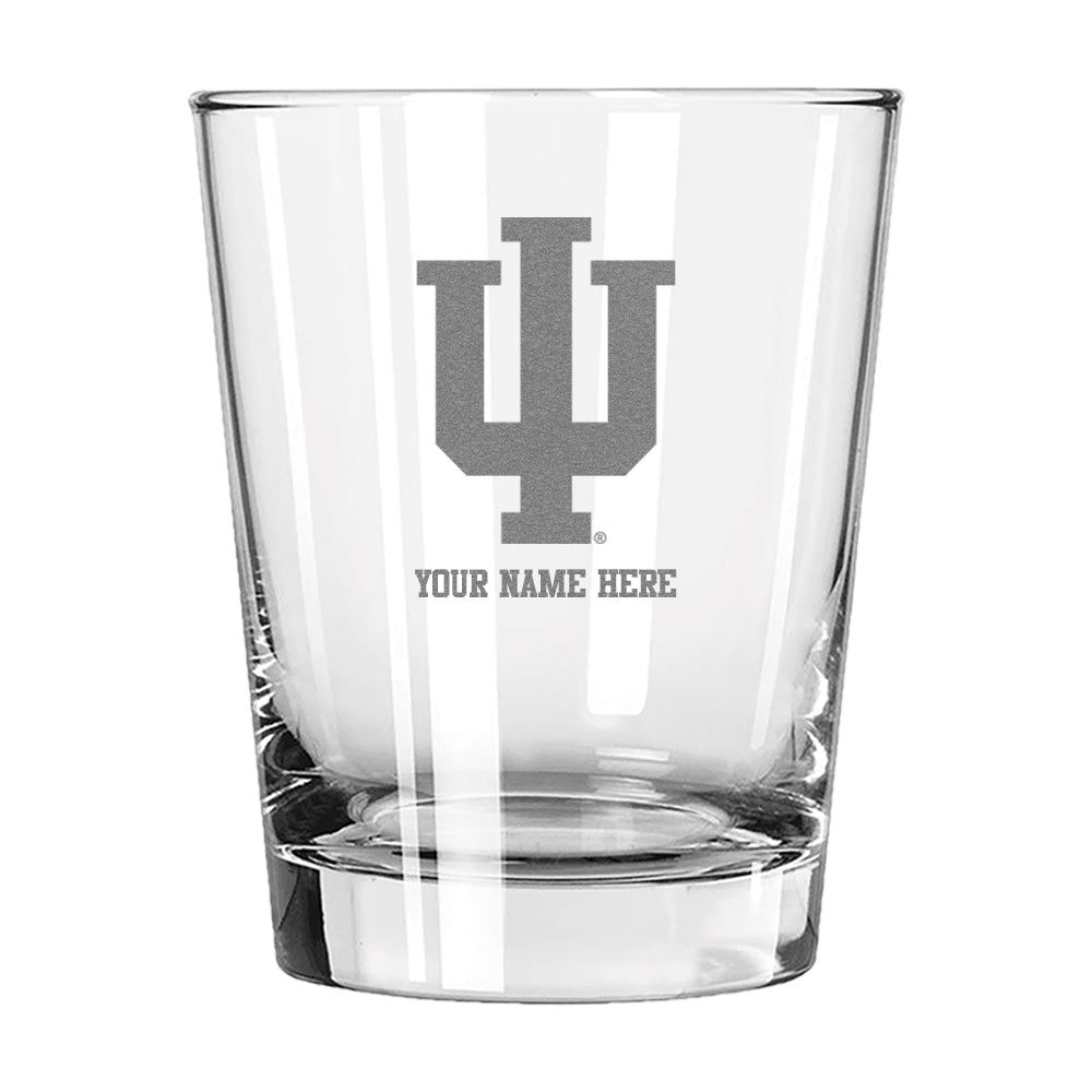 15oz Personalized Double Old Fashioned Glass | Indiana Hoosiers