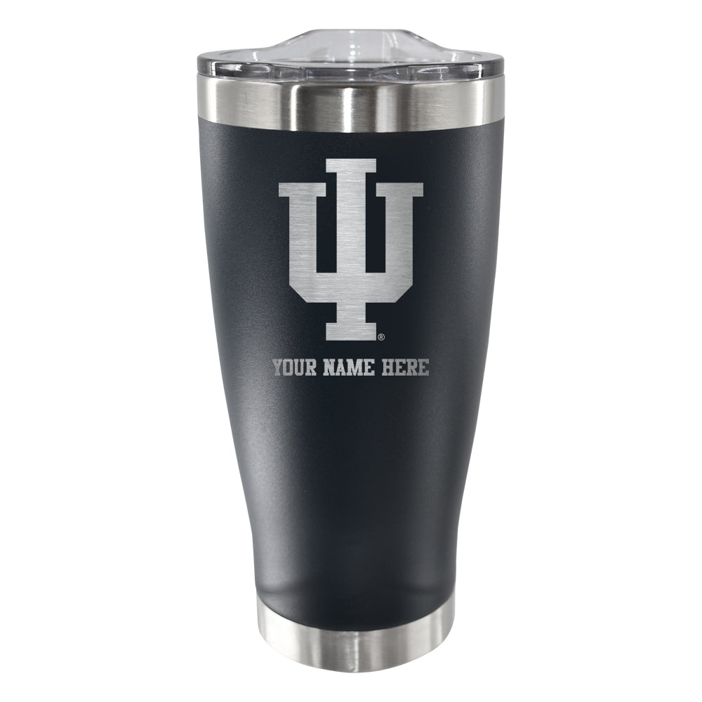 20oz Personalized Black Stainless Steel Tumbler | Indiana Hoosiers