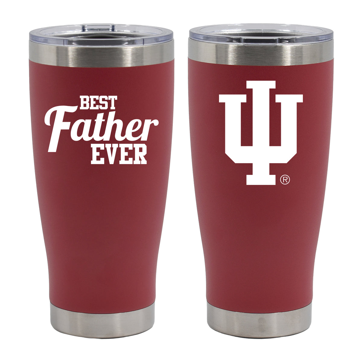 20oz Crimson Stainless Steel Tumbler, Direct Print, Best Dad Ever Design, Indiana University Bloomington