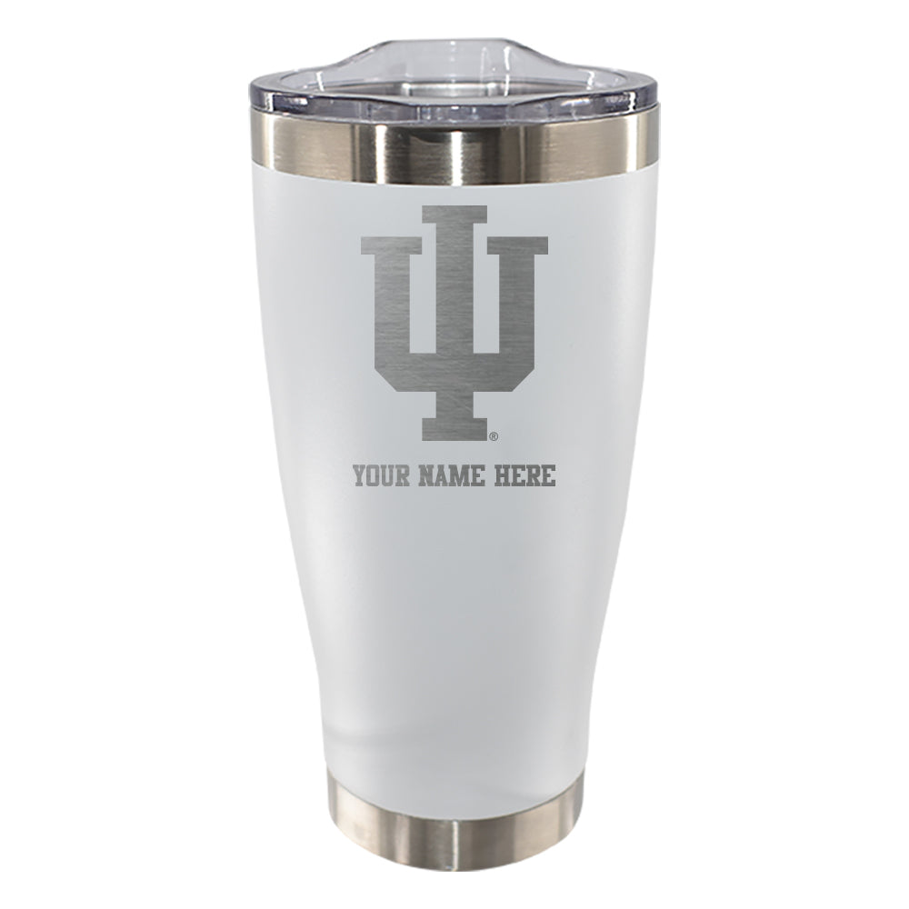 20oz Personalized White Stainless Steel Tumbler | Indiana Hoosiers