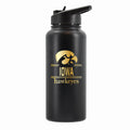 32 oz Stainless Steel Water Bottle with Gold Etched Classic Crew Team Design, University of Iowa