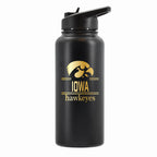 32 oz Stainless Steel Water Bottle with Gold Etched Classic Crew Team Design, University of Iowa