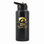 32 oz Stainless Steel Water Bottle with Gold Etched Classic Crew Team Design, University of Iowa