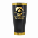 24 oz Stainless Steel Tumbler with Gold Accents & Etched Classic Crew Team Design, University of Iowa