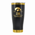 24 oz Stainless Steel Tumbler with Gold Accents & Etched Classic Crew Team Design, University of Iowa
