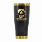 24 oz Stainless Steel Tumbler with Gold Accents & Etched Classic Crew Team Design, University of Iowa