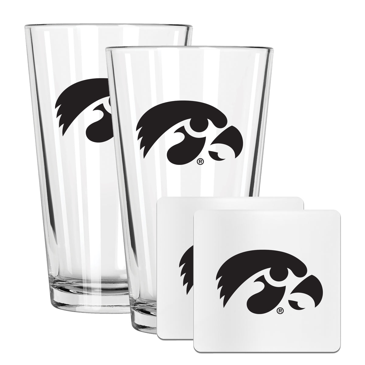 2 Pack Pint and Coasters set  | University Of Iowa