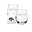 2 Pack Stemless Wine Glasses and Coaster set | University Of Iowa