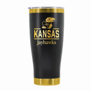 24 oz Stainless Steel Tumbler with Gold Accents & Etched Classic Crew Team Design, University of Kansas