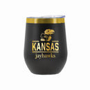 12 oz Stainless Steel Wine Tumbler with Gold Etched Classic Crew Team Design, University of Kansas