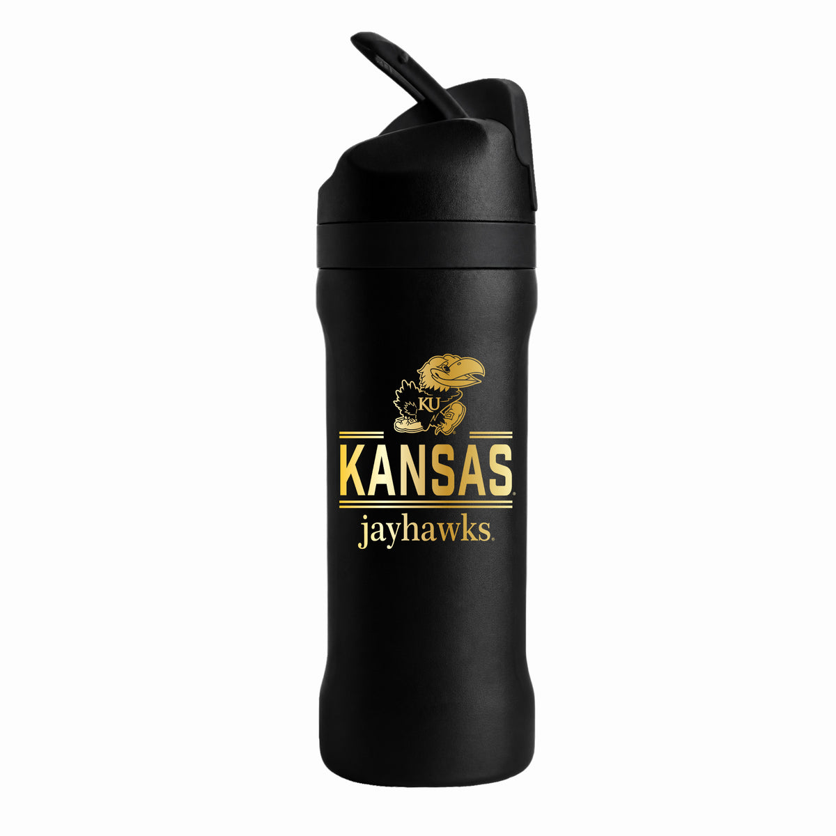24 oz Stainless Steel Sip Tumbler w/ Gold Inlay – Etched Classic Crew Design, University of Kansas