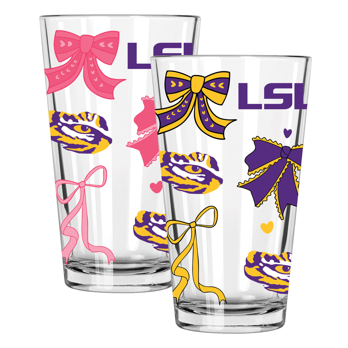  LSU 2pk 16oz Bow Pint Glass 