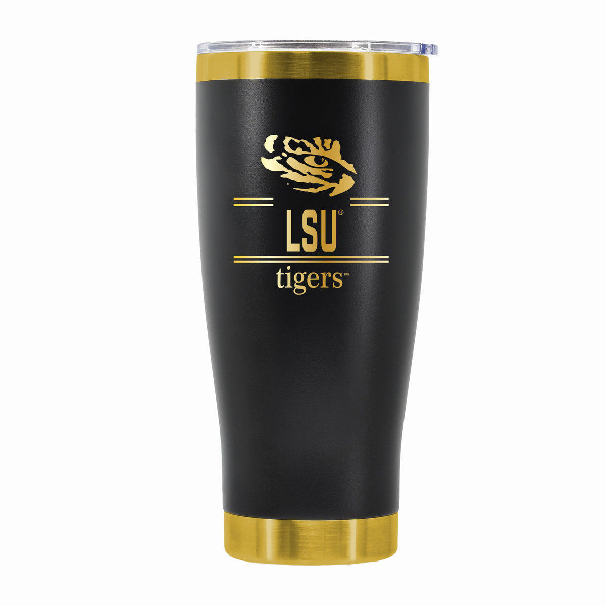 24 oz Stainless Steel Tumbler with Gold Accents & Etched Classic Crew Team Design, Louisiana State University
