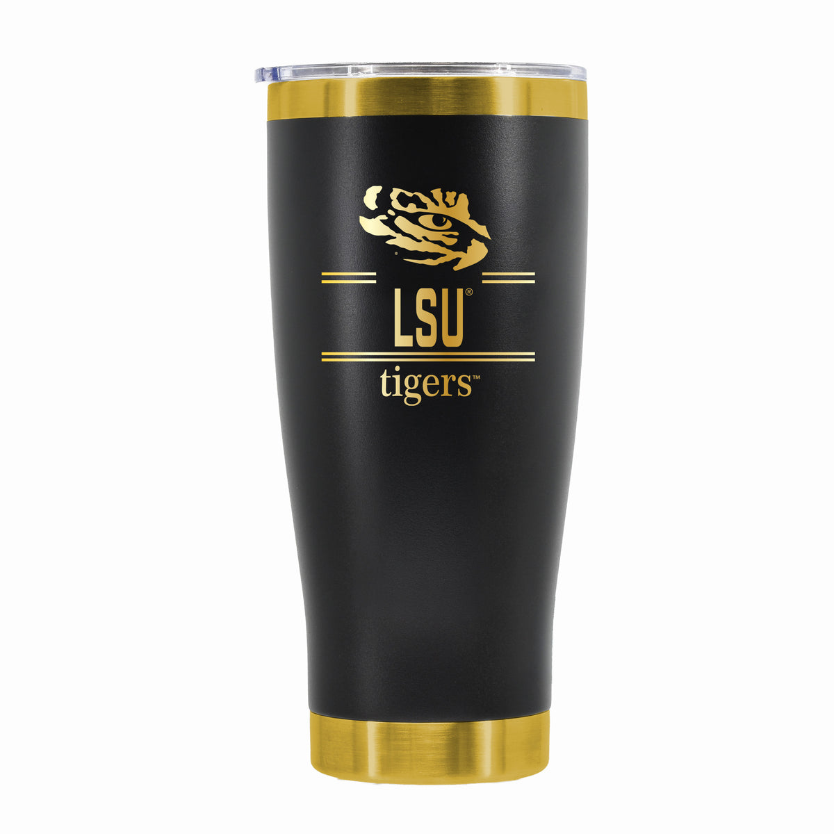 24 oz Stainless Steel Tumbler with Gold Accents & Etched Classic Crew Team Design, Louisiana State University
