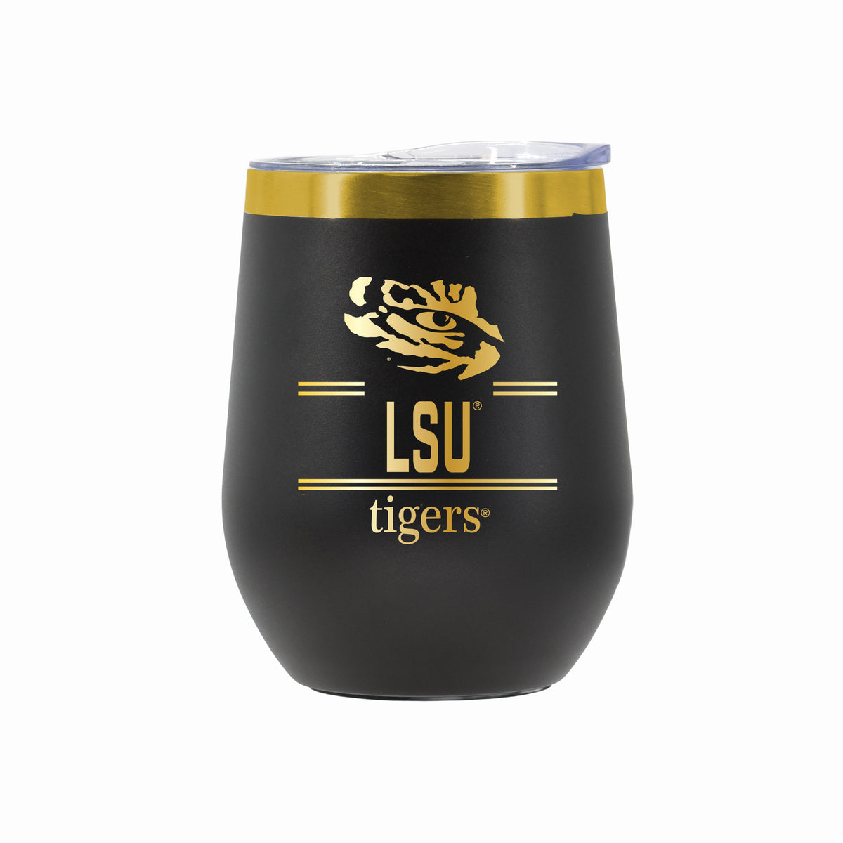 12 oz Stainless Steel Wine Tumbler with Gold Etched Classic Crew Team Design, Louisiana State University