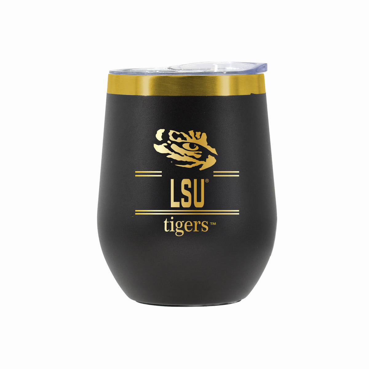 12 oz Stainless Steel Wine Tumbler with Gold Etched Classic Crew Team Design, Louisiana State University