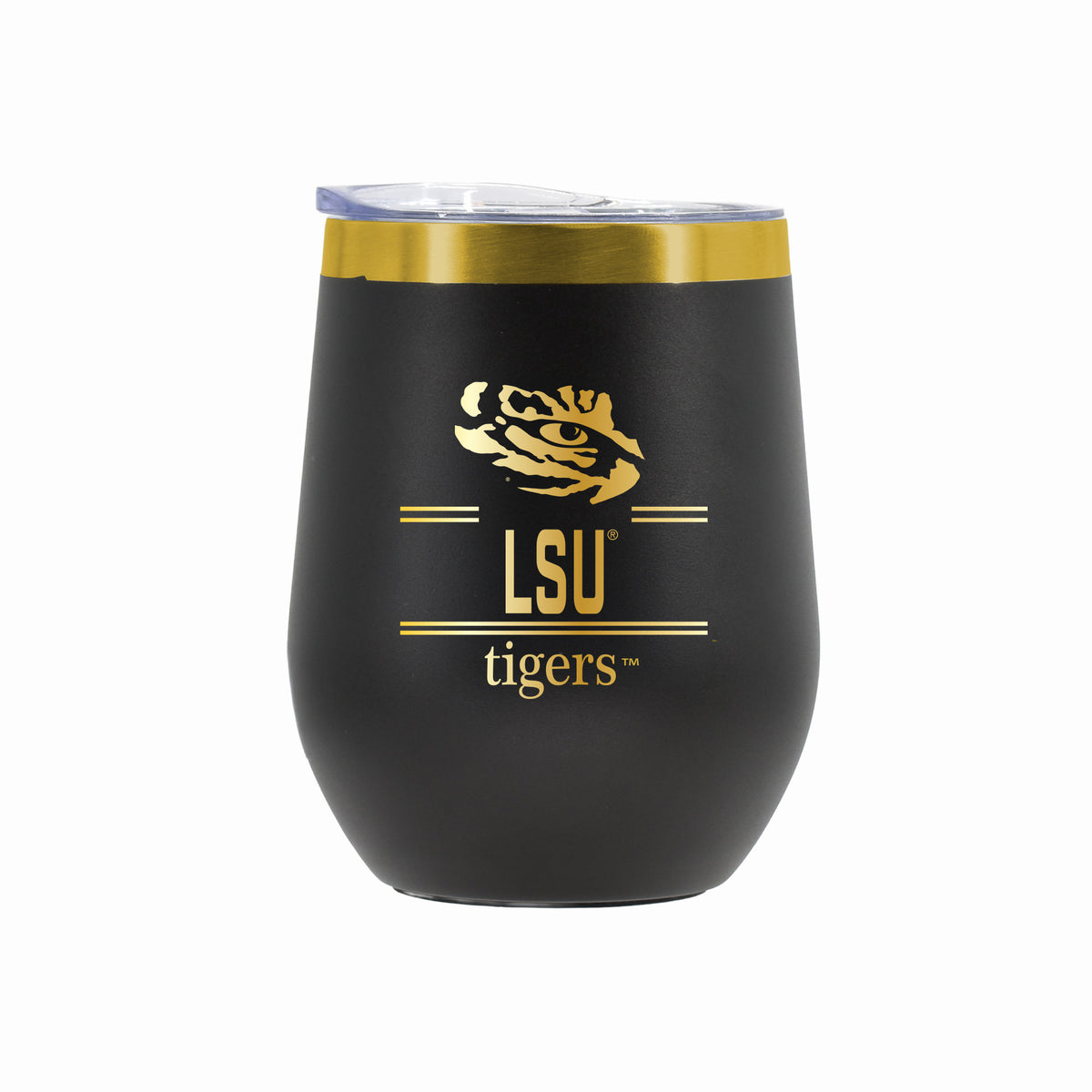 12 oz Stainless Steel Wine Tumbler with Gold Etched Classic Crew Team Design, Louisiana State University